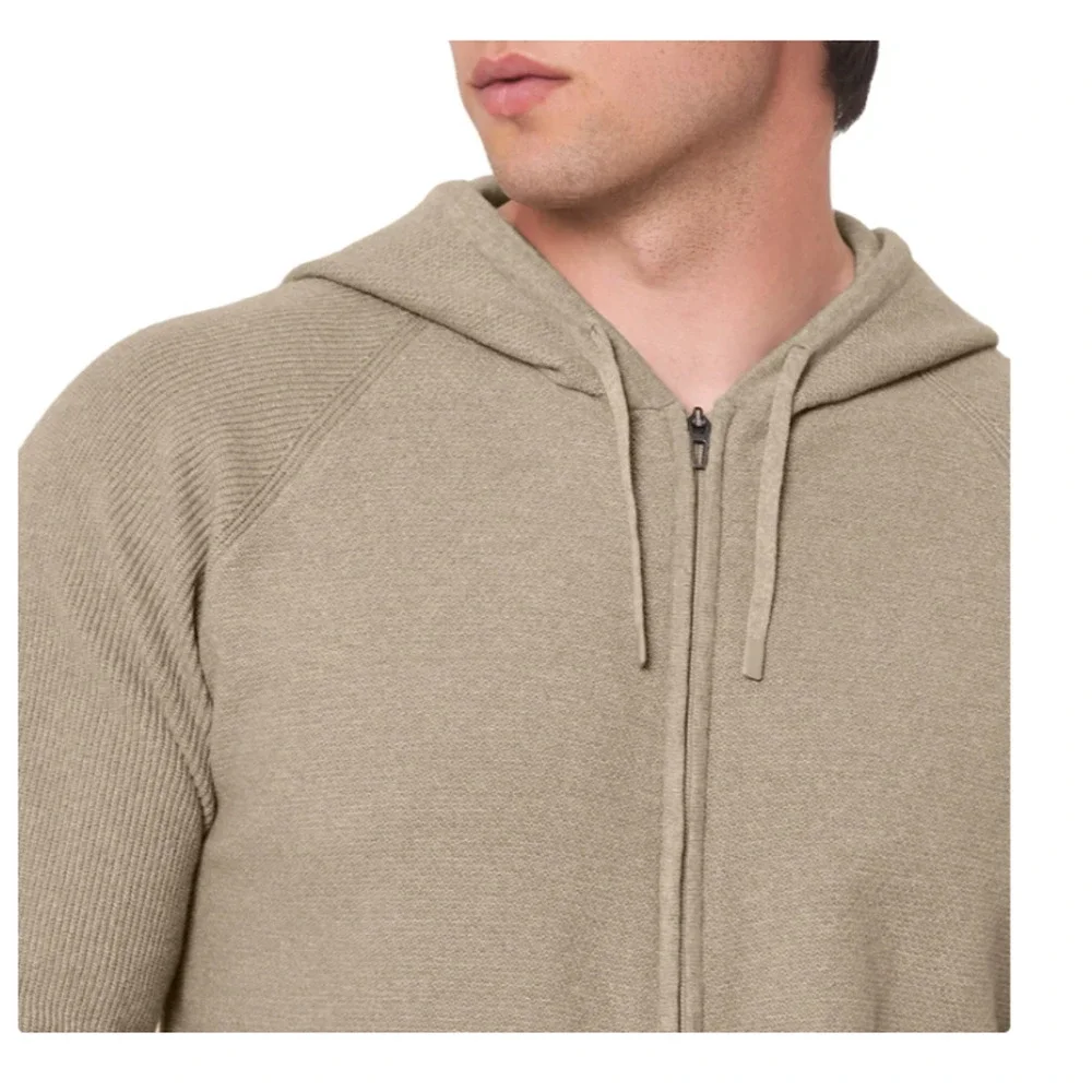 Modern Ambition Men's Full Zip Hooded Sweater Beige XXL